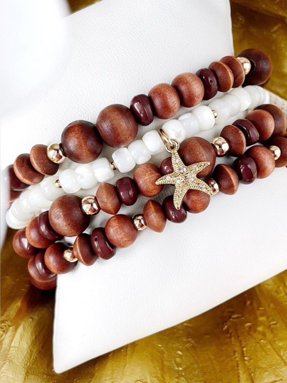 Park Lane Driftwood Brown Wooden Bead Stretch Bracelet - Set of 3 - Picture 5 of 9